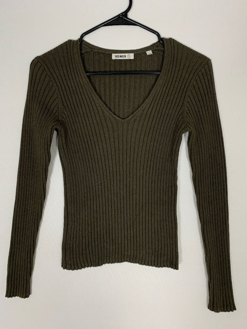 Buck Mason Fluted Rib V-Neck Long Sleeve